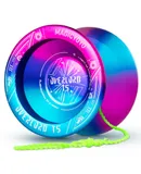 Yoyo Professional Unresponsive Yoyo T5 Plus Overlord, Aluminum Alloy Metal Yo yo, Enter Level Trick yoyo for Beginner, Pro Yoyo with 6 Yoyo Strings, Yo-Yo Bag, Glove (Blue Pink Gradient )