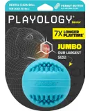 Silver Dental Chew Ball for Large to X-Large Senior Dogs 50lbs & Up | Engaging All-Natural Peanut Butter Scented Dog Chew Toy | Non-Toxic Materials for Older Teeth