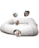 Cat Tunnels for Indoor Cats with Cube Tent, Interactive Collapsible Cat Tube and Foldable Cubes Playground for Hiding Hunting and Resting, Pet Tube with Bell for Kitten, Rabbit, Puppy, Ferret