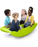 Two Sided Rock and Roll Teeter Totter Seesaw and Climbing Bridge, Fits up to Four Children and Kids for Rocking and Climbing Indoor/Outdoor, Made in USA (Lime Green)