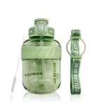 Bottled Joy Kids Water Bottle, 37oz Water Bottle Flip-top Lid and Handle Strap, Kids Water Bottle with Straw, Leakproof BPA Free Sports Water Bottle for Outdoor Indoor Sports Toys Gift (Green)