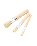 Wooden Stencil Paint Brushes Set Round Tip Bristle Hair Paintbrush Easy to Clean Art Supplies Gift for Children Adults Acrylic Oil Watercolor Drawing Painting DIY Crafts 3PCS