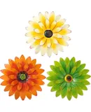 Metal Flower Wall Art 3D Metal Daisy Flower Wall Decor 20cm - 3 Piece