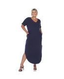 Plus Size Short Sleeve V-neck Maxi Dress