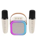 Glistenwing Mini Karaoke, Glistenwing Karaoke, Portable Wireless Karaoke Speaker, Immersive 3D Sound Quality, with 2 Wireless Microphones, Portable Bluetooth Speaker (White)