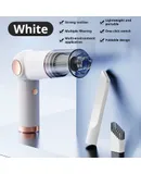 Folding car vacuum cleaner portable wireless handheld mini household large suction dust vacuum cleaner Suitable for office, home, car and other scenes-S690 milky white color [color box packaging}