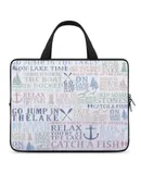 Lake Life Tree Boat Paddle Lighthouse Fish Pattern Laptop Bag Women Man 10 12 13 15 17 Inch Office Notebook Travel Computer Handbag Waterproof Bag Notebook Cover