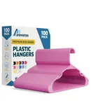 Plastic Clothes Hangers – Heavy Duty Hanger Set, for Organizing Clothes, Dresses, and Coat, Holds Up to 5 lbs, Space-Saving Hangers with Non-Slip Shoulder Grooves, Pack of 100, Pink