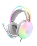 X25 Gaming Headset with Microphone for Switch PC PS4 PS5 Xbox One Noise Cancelling Gaming Headphones with LED Lights for Kids Adults (White)