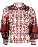 Alice + Olivia Women Tiffie White Red Rose Fatatl Attraction Button Down Blouse