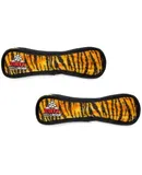 World's Tuffest Soft Dog Toy MEGA Bone Squeakers Multiple Layers. Made Durable, Strong & Tough. Interactive Play (Tug, Toss & Fetch). Machine Washable & Floats (Tiger 2 Pack)