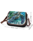Wildlife Art Turtle Vintage Crossbody Bag for Women Medium Leather Hobo Bags Shoulder Bag Classic City Leather Satchels
