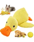 Emotional Support Duck for Dogs,Durable The Mellow Dog Calming Duck Dog Squeak Toys,Soft Plush Yellow Stuffed Duck Dog Chew Toy for Dogs Indoor Puppy (Yellow)
