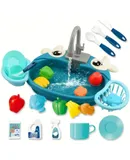 Play House Cartoon Simulation Kitchen Dishwashing Table Electric Faucet Cycle Out Water Parent-child Interaction Children's Toys