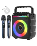 Karaoke Machine with Two Wireless Microphones,BLACK