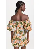 Rhode Women's 100% Linen Mini Dali Dress, Capri Orchard, Orange, Floral Mini