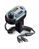 Car Charger, Type-C， Lightning ，Multi-function Car Bluetooth 5.0, Music Player, RGB Colorful Lights