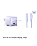 Anker mobile phone fast charging wall charger Apple 15 set purple + 0.9m C-C fast charging cable