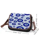 Evil Eye Symbol Vintage Crossbody Bag for Women Medium Leather Hobo Bags Shoulder Bag Classic City Leather Satchels