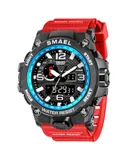 SMAEL Men's Sports Watch Big Dial Analog Digital Watches for Men Outdoor Fashion Casual Watch-red