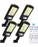 Kit de 4 Lamparas Solares Exterior con Sensor de Movimiento,Luz Solar Exterior con Mando a Distancia,3 Modos de Luz,IP67 Impermeable,Lampara Solar Exterior para Patio,Entrada,Ribera,Carretera