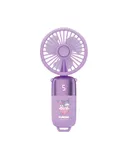 Sanrio handheld fan mini portable folding small fan digital display usb charging desktop electric fan-purple