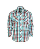 Gioberti Men's Western Plaid Long Sleeve Shirt with Pearl Snap-on