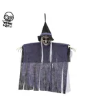 Halloween witch decorative props voice-activated light-emitting gauze hanging ghost hanging decorations set party outdoor scene decoration props-Purple Witch 100cm