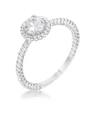 .45Ct Plated Mini Twisted Rope CZ Solitaire Ring