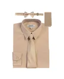Gioberti Boy's Long Sleeve Dress Shirt + Solid Tie, Bow Tie, and Hanky