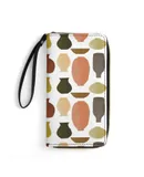 Greek Pots Tile Wallet for Womens PU Leather Zip Around Wallers Clutch Wristlet Travel Long Purse