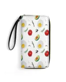 Egg,avocado And Tomato Pattern Wallet for Womens PU Leather Zip Around Wallers Clutch Wristlet Travel Long Purse