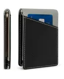 Mio Marino Men's Slim Bifold  Wallet with Quick Access Pull Tab-Black/Gray-One Size