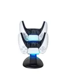 PS5 Gamepad Dual Charger Dock, PS5 Wireless Gamepad Airplane Dual Charger Stand with Blue Light Indicator