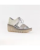 Fly London Women's Crossover Sandal In Silver/off White