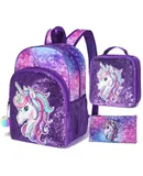 3PCS Girls Unicorn Backpack Set With Lunch Bag & Pencil Case, 16 Inch