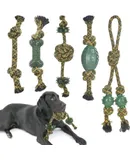 5 Pack Dog Rope Toys for Aggressive Chewers Camouflage Cotton Rope Dog Toys with Rubber Ball Heavy Duty Dental Dog Chew Toys for Large Dogs Tug of War Interactive Dog Toy