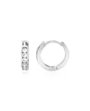 Sterling Silver Petite Hoop Earrings with Cubic Zirconias