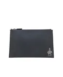 Prada Black Saffiano Voyage Leather Clutch Document Holder