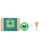 The Life Shaver Essential Shaving Kit - Sicilian Lime by Men Rock for Men - 3 Pc 3.5oz Shave Cream - Sicilian Lime, Synthetic Shaving Brush, Clear Drip Stand