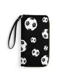 Soccer Vector Background Wallet for Womens PU Leather Zip Around Wallers Clutch Wristlet Travel Long Purse