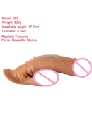 Ftm Packers Wholesale 2 in 1 Ultra Soft Silicone Hollow Penis Sleeve with Big Scrotum Prosthetic Stroker