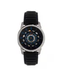 Reign Monterey Skeletonized Leather-Band Watch - Black