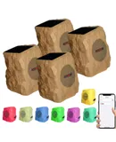 5 Core Altavoz de roca para exterior, resistente al agua, Bluetooth, altavoces de jardín con carga solar y USB, luces RGB para patio, piscina y hogar