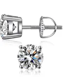 Sterling Silver 5MM Round Cut Screw Back Studs