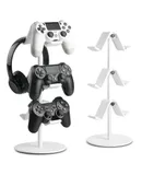 Controller Stand 3 Tier,Headphone Holder, Multi Adjustable Game Controller Headset Hanger for All Universal Gaming PC Accessories, Xbox PS4 PS5 Nintendo Switch,White