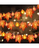 Fall Decorative Lighted Fall Wreath, Total 19.68ft/60cm. 40pcs LED Thanksgiving decoration Halloween string lights, Friends Day gift, Thanksgiving home decoration, autumn garland indoor