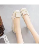 Patent leather soft sole women's shoes 2024 new style medium heel thick heel non-slip shallow mouth versatile work women's shoes loafers