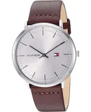 Reloj Tommy Hilfiger Hombre | Coleccion James | Modelo 1791463 | Caja Redonda | Ø 40mm Acero inoxidable | Cierre Hebilla | Movimiento Cuarzo | Dial Plateado | Cristal Mineral | Correa Cuero Cafe | 50m / 5 ATM | Línea Clásico