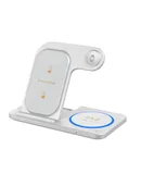 3 in 1 15W Fast Charging Station, Magnetic Foldable Wireless Charger Stand,Fast Charging Station for iPhone 15/14/13/12/Pro/Pro Max Apple Watch, AirPods, Foldable Travel Use (White)